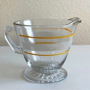MCM Clear Glass Yellow Golden Yellow Striped Creamer.